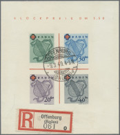 Französische Zone - Baden: 1949. R-Brief Mit Rot-Kreuz-Block Und Kpl. Rot-Kreuz- - Otros & Sin Clasificación