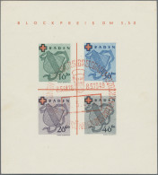 Französische Zone - Baden: 1949, Blockausgabe Rotes Kreuz, Type I, Entwertet Mit - Autres & Non Classés