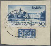 Französische Zone - Baden: 1949, 30 Pfg. Konstanz II Auf Briefstück, Rechts Eini - Other & Unclassified