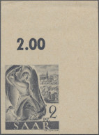 Saarland (1947/56): 1947, Freimarke 2 Pfg. Dunkel- Bis Schwarzgraun Saar I Ungez - Neufs