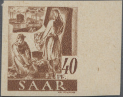 Saarland (1947/56): 1947, Freimarke 40 Pfg. (lebhaft)siena Saar I Ungezähnt, Pos - Unused Stamps