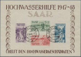 Saarland (1947/56): 1948 Geschnittener Block "Hochwasserhilfe" In Type II, Geste - Gebraucht