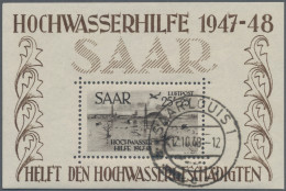 Saarland (1947/56): 1948 Gezähnter Block "Hochwasserhilfe" In Type I, Gestempelt - Gebraucht