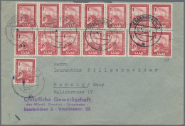 Saarland (1947/56): 1953, Freimarken "Saar IV", 1 Fr. Karminrot, 15 Werte Incl. - Briefe U. Dokumente