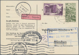 Saarland (1947/56): 1956, Postkarte Per Eilboten (Zimmerbestellung) Portorichtig - Cartas & Documentos