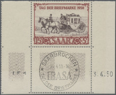 Saarland (1947/56): 1950 Tag Der Briefmarke 15+5 Fr. Mit Zierfeld Unten, Zwische - Usados