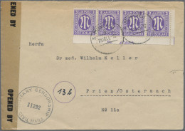 Bizone: 1945, 3 Pf. AM-Post Amerik. Druck, Glattes Papier Im Unterrand-4er-Strei - Autres & Non Classés