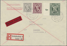 Bizone: 1946, 4, 60 Pf. U. 1 RM (Randstück) AM-Post Auf Echt Gelaufenem R-Eil-Br - Andere & Zonder Classificatie