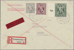 Bizone: 1946, 4, 60 Pf. U. 1 RM (Randstück) AM-Post Auf Echt Gelaufenem R-Eil-Br - Autres & Non Classés