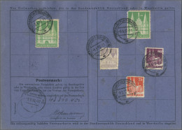 Bizone: 1952, 3 DM In Bauten-Marken Als Einzahlungsbestätigung Auf Postsparkarte - Sonstige & Ohne Zuordnung