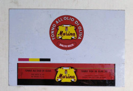 81060 Etichetta Pubblicitaria In Latta Anni '50 - Tonno Marina Torino - Lattine