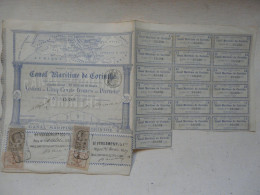 RARE - ACTION DE CINQ CENTS FRANCS - SOCIETE INTERNATIONALE DU CANAL MARITIME DE CORINTHE 1886-1887 - Scheepsverkeer