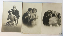 3 CARTOLINE COPPIE INNAMORATI 1910/11 VIAGGIATE FP - Parejas