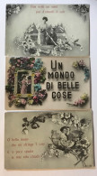 3 CARTOLINE COPPIE INNAMORATI CON FRASE D’AMORE ANNO 1909/10  VIAGGIATE FP - Couples