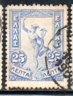 GREECE GRECIA ELLAS 1901 GIOVANNI DA BOLOGNA'S HERMES FLYING MERCURY MERCURIO 25l USED USATO OBLITERE' - Gebruikt