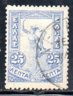 GREECE GRECIA ELLAS 1901 GIOVANNI DA BOLOGNA'S HERMES FLYING MERCURY MERCURIO 25l USED USATO OBLITERE' - Usati