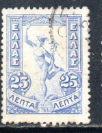 GREECE GRECIA ELLAS 1901 GIOVANNI DA BOLOGNA'S HERMES FLYING MERCURY MERCURIO 25l USED USATO OBLITERE' - Oblitérés