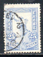 GREECE GRECIA ELLAS 1901 GIOVANNI DA BOLOGNA'S HERMES FLYING MERCURY MERCURIO 25l USED USATO OBLITERE' - Oblitérés