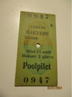 ESTONIA  BEFORE 1940 RAILWAY TICKET 45 SENTI LEHTSE RAKVERE  ,0 - Autres & Non Classés