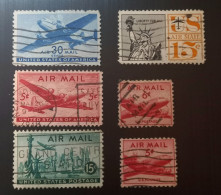 États-Unis 1941 à 1961 New Airmail Stamps ,Douglas Dakota DC , 4 Skymaster & Statue De La Liberté - Usados