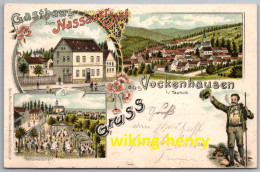 Eppstein Vockenhausen Im Taunus - Gasthaus Nassauer Hof - Mit Garten Restaurant  Und Ortsansicht - Litho 1899 - Taunus