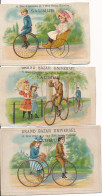 Lot De 3 Anciens Chromos Cyclisme Vélo Anjou Vélo Vintage Magasin Grand Bazar Universel Saumur - Autres & Non Classés