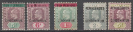 NEW HEBRIDES - 1908/1911 - YVERT N°9+10+14+22+24 * MLH - COTE = 92 EUR - - Ongebruikt