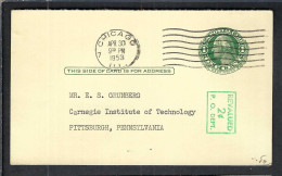 ETATS UNIS Ca.1953: CP Entier De 1c Pour Pittsburgh (PA) - Storia Postale