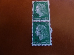 Marianne De Cheffer - 30c. - Yt 1536 A - Vert - Double Oblitérés - Année 1969 - - 1967-1970 Marianne (Cheffer)