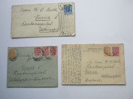 UKRAINE , 3 Belege , 2 Mal Mit Bahnpost , Um 1910 - Storia Postale