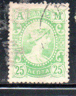 GREECE GRECIA ELLAS 1902 HERMES MERCURY MERCURIO 25l USED USATO OBLITERE' - Gebraucht