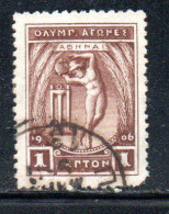 GREECE GRECIA ELLAS 1906 GREEK SPECIAL OLYMPIC GAMES ATHENS APOLLO THROWING DISCUS 1l USED USATO OBLITERE' - Usati