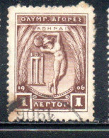 GREECE GRECIA ELLAS 1906 GREEK SPECIAL OLYMPIC GAMES ATHENS APOLLO THROWING DISCUS 1l USED USATO OBLITERE' - Gebruikt