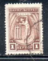 GREECE GRECIA ELLAS 1906 GREEK SPECIAL OLYMPIC GAMES ATHENS APOLLO THROWING DISCUS 1l USED USATO OBLITERE' - Gebraucht