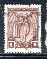 GREECE GRECIA ELLAS 1906 GREEK SPECIAL OLYMPIC GAMES ATHENS APOLLO THROWING DISCUS 1l USED USATO OBLITERE' - Used Stamps