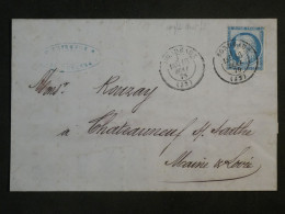 DH9 FRANCE BELLE LETTRE VARIETé  24 ENCOCHE CERES N°60  . 1875   BORDEAUX  A CHATEAUNEUF +  ++ AFF. PLAISANT++ - 1849-1876: Période Classique