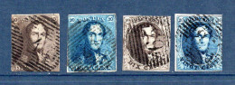 Belgique 1849   N°1,2,3,4 Oblitérés   30 €    (cote 365 €  4 Valeurs) - 1849 Epaulettes