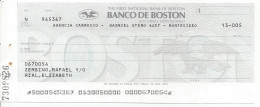 URUGUAY CHEQUE CHECK BANCO DE BOSTON, 1980'S - Schecks  Und Reiseschecks