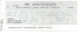 URUGUAY CHEQUE CHECK BANCO DE BOSTON, 1980'S - Cheques & Traveler's Cheques