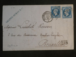 DH9 FRANCE BELLE LETTRE RARE  1863 BORDEAUX A BRUXELLES BELGIQUE  +2X  N°22++ AFF. PLAISANT++ - 1849-1876: Période Classique