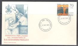 Vatican City. Ceremony For The Beginning Of The Magisterium Of S.S. John Paul II. Circular Cancellation On Special Cover - Briefe U. Dokumente