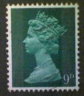 Great Britain, Scott #MH13, Used (o), 1967, Machin: Queen Elizabeth II, 9d, Winchester Green - Machins