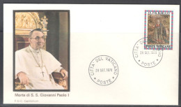 Vatican City.   Death Of S.S. John Paul I.   Pictorial Cancellation On Special Cover. - Covers & Documents