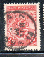 GREECE GRECIA ELLAS 1906 GREEK SPECIAL OLYMPIC GAMES ATHENS VICTORY 10l USED USATO OBLITERE' - Used Stamps