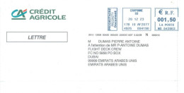 FRANCE. - 2023 - POSTAL FRANKING MACHINE COVER TO DUBAI. - Covers & Documents