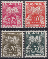 TIMBRE ANDORRE SERIE TAXE N° 42/45 NEUVE ** GOMME SANS CHARNIERE - COTE 70 € - Ungebraucht