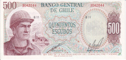 BILLETE DE CHILE DE 500 PESOS DEL AÑO 1971 SIN CIRCULAR (UNC) (BANKNOTE) - Cile