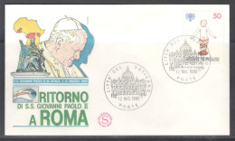 Vatican City.   The Visit Of Pope John Paul II To Africa. Return To Roma. Special Cancellation On Special Souvenir Cover - Lettres & Documents