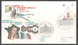 Vatican City.   The Visit Of Pope John Paul II To France. Return To Roma.  Special Cancellation On Special Souvenir Cove - Storia Postale