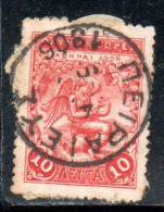 GREECE GRECIA ELLAS 1906 GREEK SPECIAL OLYMPIC GAMES ATHENS VICTORY 10l USED USATO OBLITERE' - Gebruikt